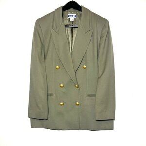 Pendleton Vintage Women's Sage Green 100% Virgin Wool Made in USA Blazer Sz 14